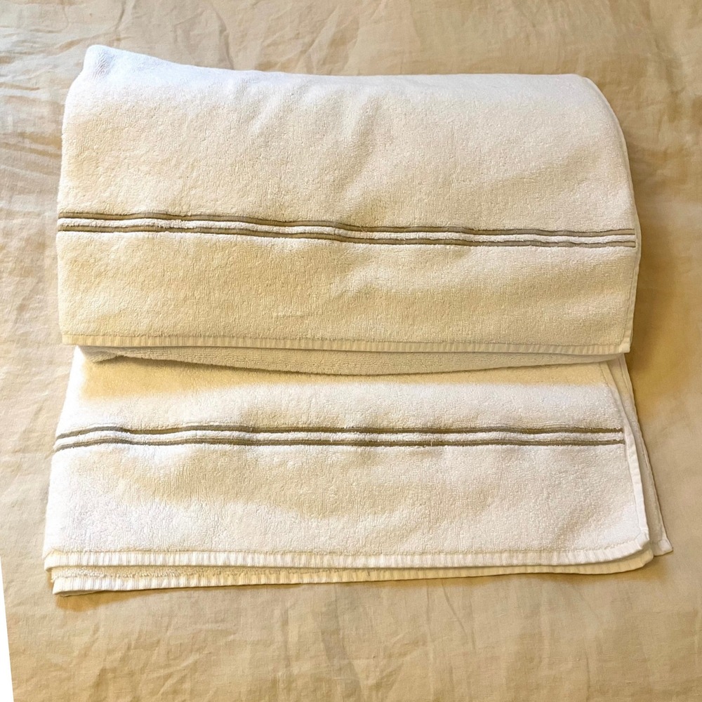 Restoration Hardware Hotel Satin Stitch Turkish Cotton Towel TWO